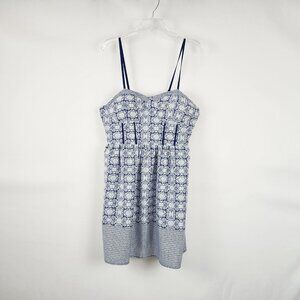 Pinky Blue and White Printed Dress